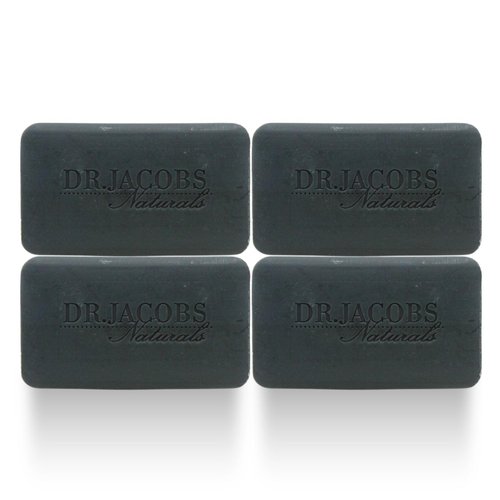 DR.JACOBS NATURALS Castile 5 oz Bar Soap for Face and Body Triple Milled Loofah Exfoliating Vegan (Muddy Charcoal)(4-pack)