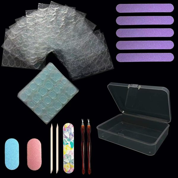 50 Sheets Double Side Nail Sticky Tabs, Nail Sticker for Press on Nail Ahensive Tabs, thin 0.35mm,Waterproof Breathable False Nail Tips Jelly Adhesive Tabs Nail Glue (Blue 50Pack)