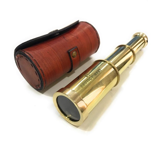 Solid Brass Handheld Telescope 6" - Nautical Pirate Spy Glass with Free case