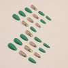 St Patrick's Day Press on Nails Medium Almond - WLGDLH Green Fake Nails Press Ons With Gold Ribbon Designs Fresh False Nails Full Cover Acrylic Nail Kit for Women Manicure 24 PCS