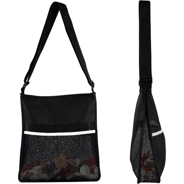 qiipii Semi Transparent Mesh Bags Cross Body See Through Bag Stadium Approved Shoulder Bag for Men Women College Student Work Concert Sports Events Seashell Beach Bag for Adults Mushroom Foraging Bag