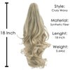 Qunlinta Ponytail Extension Hair Extensions Ponytail 18" 20" Claw Curly Wavy Ponytail Extension Straight Clip in Ponytail Extension Synthetic Hairpiece Ash Blonde