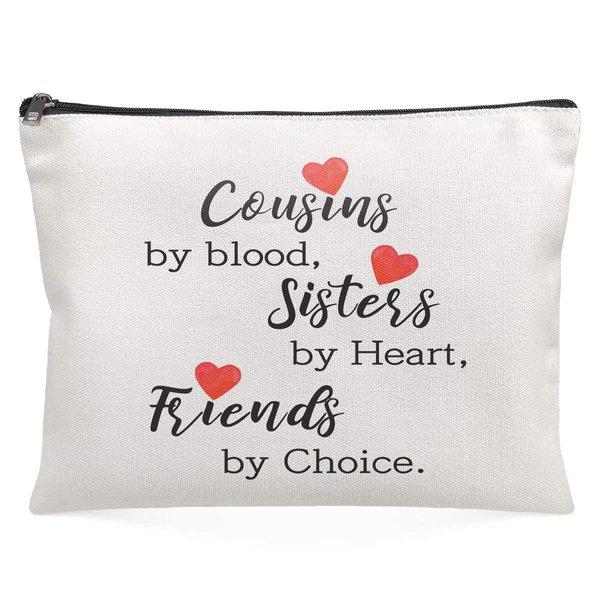 Cousin Gifts For Women - Cousins By Blood, Sisters By Heart, Friends By Choice - Funny Cosmetic Makeup Bag From Daughter Son Kids Novelty Birthday Christmas Graduaton Present …