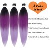 Ai Yuchen Purple Ombre Braiding Hair Pre Stretched Colored Hair Extensions for Braiding Micro Box Braids Prestretched Pre Stretched Braiding Hair Ombre 26 inch 3 Packs