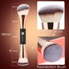 KINGMAS Foundation Makeup Brush, Premium Kabuki Brush, Double-Ended Contour Brush (Flat/Angled Round Top) for Blending Liquid Powder Concealer Cream Blush Makeup Brush
