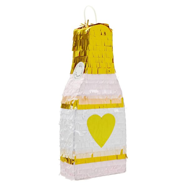 16.5 In Champagne Pinata for Bridal Shower, Bachelorette Party Game, 21st Birthday Party Supplies (16.5 x 7 x 3 In)