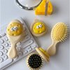 Hofar 2PC Mini Cheese Hair Brush for Purse, Small Portable Pocket Hair Brush with Mirror for Girls, Travel Size, Yellow
