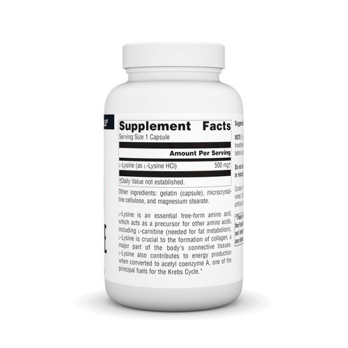 Source Naturals L-Lysine Free Form -Amino Acid Supplement Supports Energy Formation & Collagen - 100 Capsules