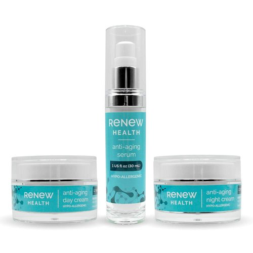 Renew Health Anti-Aging Complete Set (Anti-Aging Day Cream, Anti-Aging Night Cream & Anti-Aging Serum), Facial Kit