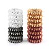 QIUTIMIY 16Pcs Spiral Hair Ties, (Metallic Gloss) Hair Elastic Coils for Women and Girls, Waterproof Phone Cord Hair Scrunchies Accessories Bands for Ponytails and Updos