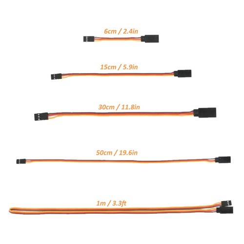 AEDIKO 22pcs 3Pin Servo Extension Cable Cord Male to Female Wire Connectors 5 Types for Servo Extension Connection Control Board Remote Control Parts