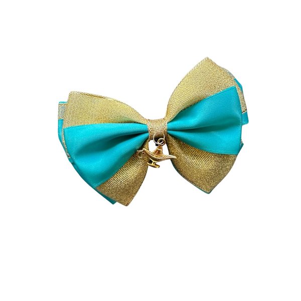 Jasmine Inspired Princess Hair Bow Teal Gold Bow/Alligator Clip/Genie Bow by Inspired Bows