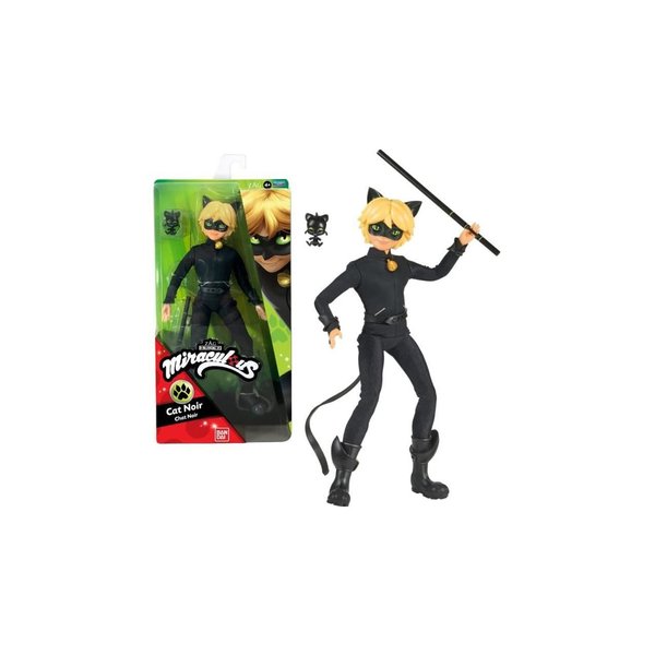 BANDAI Miraculous Ladybug and Cat Noir Toys Cat Noir Fashion Doll | Articulated 26cm Cat Noir Doll with Accessories Kwami | Adrien Superhero Cat Noir Figurine Dolls Range