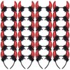 XunYee 24 Pcs Red Glitter Devil Horns Headband Bulk Devil Ears Devil Costume Accessories for Women Men Halloween Costume Dress Cosplay Party Favors