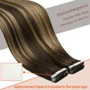 Sunny Hair Brown Tape in Human Hair Extensions Balayage Tape in Hair Extensions Human Hair Medium Brown Balayage Caramel Blonde Mix Brown Human Hair Tape Extensions Short Hair 12inch 20pcs 30g