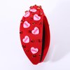 Valentine’s Day Heart Headbands for Women Valentine’s Day Accessories Jeweled Beaded Heart Knotted Headband Pink Red Rhinestone Wide Top Knot Headband Valentine Party Favors Gifts (Heart Headband 5)