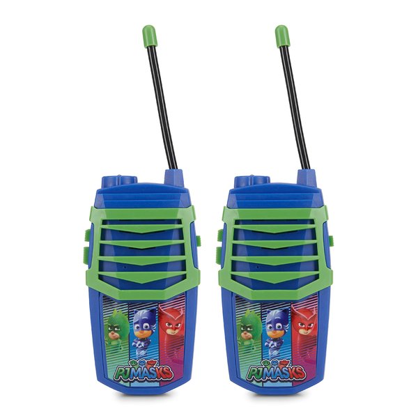 Sakar PJ Masks Molded Walkie Talkie for Kids, Safe and Flexible Antenna, Over 1000ft Range, Easy-to-Use Power Switch, Belt Clip, Pack of 2, Camping Accessories, 2-Pack, Outdoor Toys