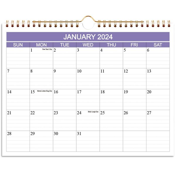 Calendar 2024-25 - Wall Calendar Runs from January 2024 - June 2025, 18 Months 2024-2025 Calendar with Thick Paper for Planning and Organizing for Home or Office, 8.5 x 11 Inches, Purple