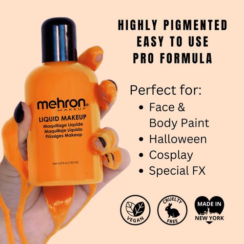 Mehron Makeup Liquid Makeup | Face Paint and Body Paint 4.5 oz (133 ml) (Orange)