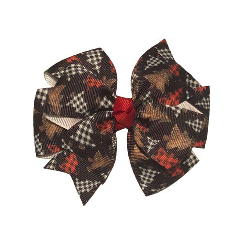 Buffalo Check Christmas Trees Pinwheel Hair Bow