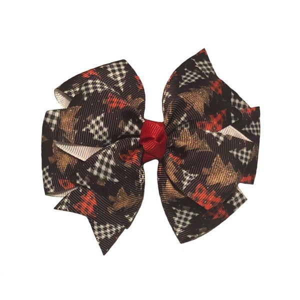 Buffalo Check Christmas Trees Pinwheel Hair Bow