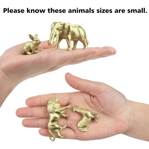 Toymany 28 Pcs 0.6-2.5" Gold Animal Figurines Toys, Farm Animal Figures and Zoo Safari Animal Figures for Cake Toppers Birthday Christmas Party for Kids