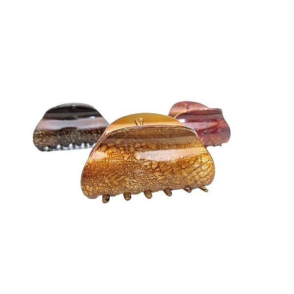 Painted marbled hair claw clamp clips medium hair (Primary color: Brown)