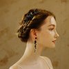 JWICOS Handmade Black Crystal Hair Comb for Wedding Bridal Hair Accessories for Women Prom Halloween Costume Bride Side Comb for Special Occasion