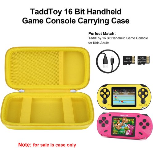 Elonbo Carrying Case Compatible with TaddToy 16 Bit Handheld Game Console for Kids Adults, Classic Retro Video Games Travel Storage Cover Bag, Portable Electronic Game Player Organizer Holder, Yellow
