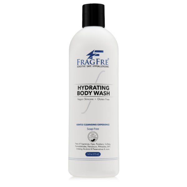 FRAGFRE Sensitive Skin Body Wash 16 oz - Paraben Free Sulfate Free Body Cleanser - Hypoallergenic for Delicate and Flaky Skins - Natural Cucumber for Hydration - Vegan Gluten Free Cruelty Free
