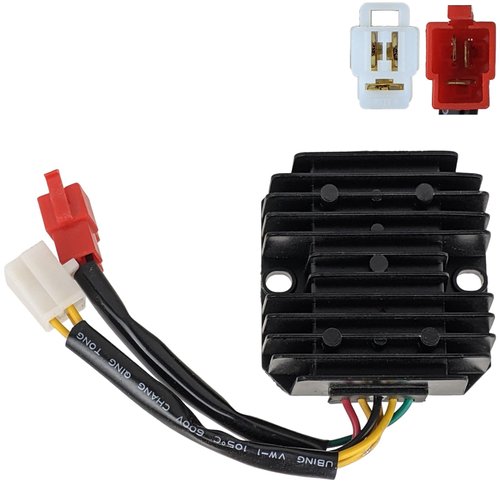 RedCap 12V Voltage Regulator Rectifier with 6-Pin Dual-Plug Compatible with Gator DF-250-RTS Tank 200 Carbureted Roketa MC-54B 250 Jonway YY250T Scooter Moped