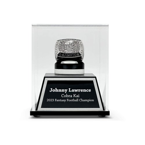 FANTASYJOCKS Custom Acrylic Championship Ring Display Case - Perfect for Fantasy Football Baseball Softball Cheer Basketball