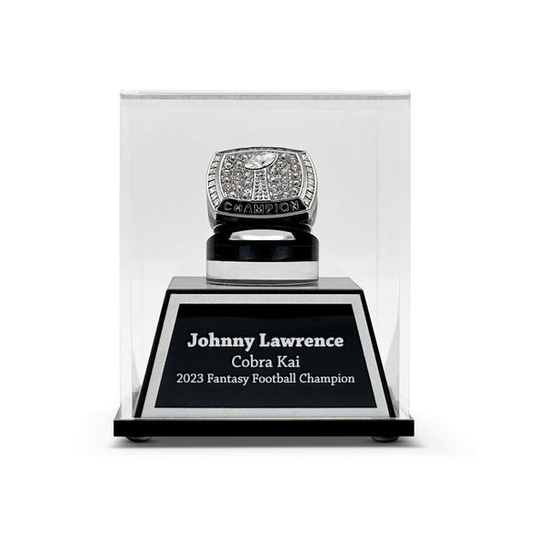 FANTASYJOCKS Custom Acrylic Championship Ring Display Case - Perfect for Fantasy Football Baseball Softball Cheer Basketball