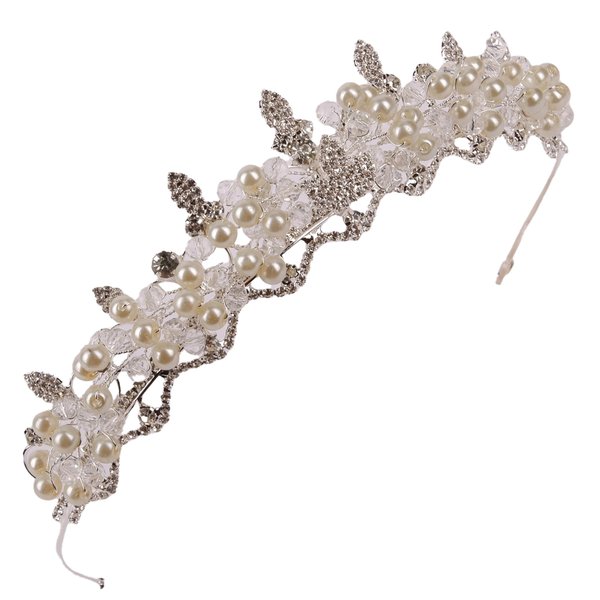 Women's Tiara - Crown for Henna Wedding Party | Glitter Hair Accessories for Bridal Birthday Pageant Prom Halloween Cos-play Costume Christmas Party, Princess Crowns | Crystal Glass Beads - Pearl