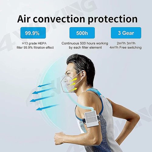 4WDKING Rechargeable Electrical Air Purifying, Reusable Portable Air Purifier with HEPA Filter for Sleeping Outdoor Sports Housework