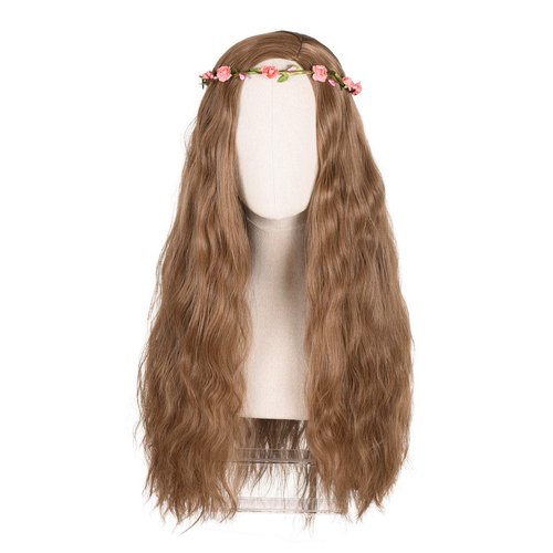 FYXZHUO Mixed Brown Cosplay Tiger King Wigs for Women,With Braid Long Wavy Girl Princess Costume Wig,Suitable for Daily Wear and Masquerade