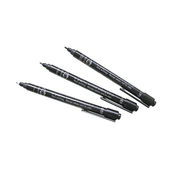 Alvin, Penstix, 3033, Black Technical Markers - Set of 3