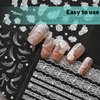 CESTSIREN 3 Sheets White Nail Art Stickers 5D Embossed Flower Lace Ribbon Nail Decals for Nail Art Design Pearl Nail Accessories for Women Nail Art Supplies