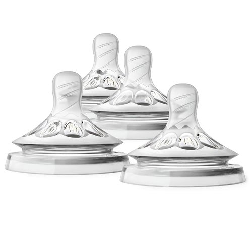 Philips Avent Natural Baby Bottle First Flow Nipple, 0M+, 4pack, Flow 0, SCF657/43