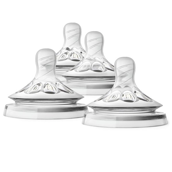 Philips Avent Natural Baby Bottle First Flow Nipple, 0M+, 4pack, Flow 0, SCF657/43