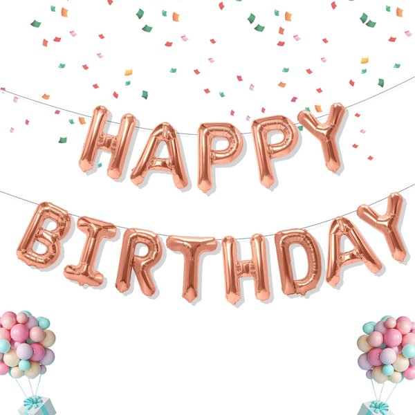 Happy Birthday Balloons Banner, 16 Inch Mylar Foil Balloon Letters Birthday Sign Banner, Birthday Balloons Kit Birthday Decorations For Kids Adults Birthday Party Favor Supplies Champagne Gold