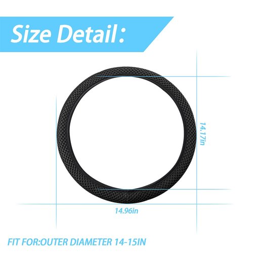 Elastic Stretch Steering Wheel Cover, Universal 15 Inch Automotive Steering Wheel Cover, Microfiber Breathable Ice Silk, Anti-Slip, Odorless, Easy Carry,Warm in Winter and Cool in Summer (Black)