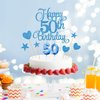 Lecferrarc 50th Birthday Cake Decorations, 50th Birthday Candles Cake Numeral Candles and Glitter Happy 50th Birthday Cake Toppers Set for Birthday Party Supplies (Blue)