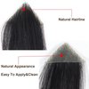 Voloria Men Forehead Hairpiece Patch Human Hair Pieces Invisible Ultra Thin Skin PU Men Frontal Hairline for Bald Spot Toupee Men/Women Hair Loss Cover-Up (1B Black Color, 3x3x4CM)