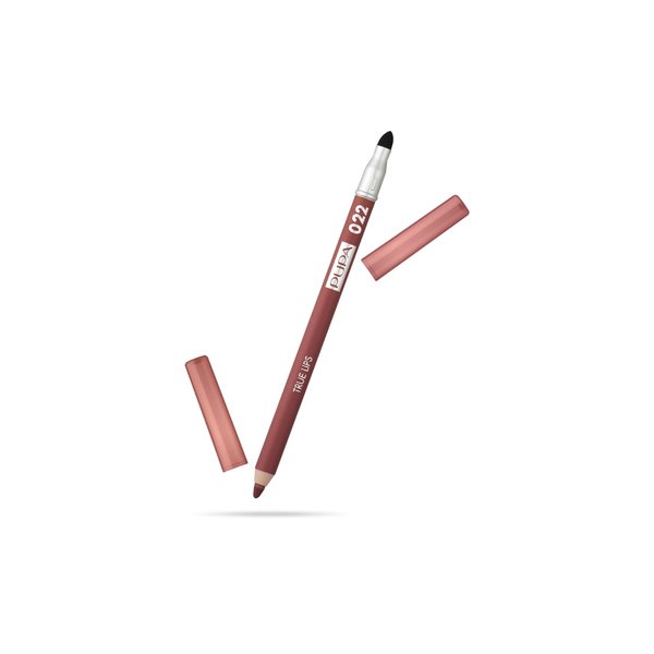 Pupa Milano True Lips Blendable Lip Liner - Dual-Ended Matte Lining Color and Brush - Light and Creamy, Hydrating, High Pigment, Smudge Proof Formula - Paraben Free - 022 Plum Brown - 0.042 oz
