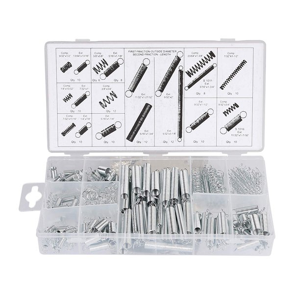 200 Piece Muzerdo Spring Assortment Set - Zinc Plated Extension and Compression Springs Kit