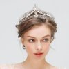 Woeoe Pearl Bride Wedding Crowns Silver Queen Tiara and Crown Rhinestone Bridal Women Crown Headband Princess Tiaras for Birthday Party Bridesmaids