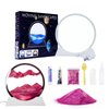 OLHKYN DIY Moving Sand Art Picture in Motion Kit,Round Glass 3D Deep Sea Landscape, Dynamic Sand Art Sandscapes, Relaxing Decor Craft Kit for Kids Adults(Pink,7inch)