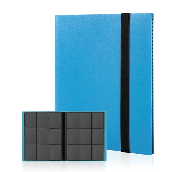 efunkdog Card Binder, 9 Pocket Trading Card Album Folder, 360 Side Loading Pocket Binder for TCG, Sport Cards (Blue)