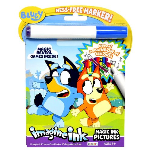 Bluey Magic Ink Coloring Book Set for Kids- Bundle with 2 Bluey Imagine Ink Coloring Books with Invisible Ink Pens, Stickers and More
